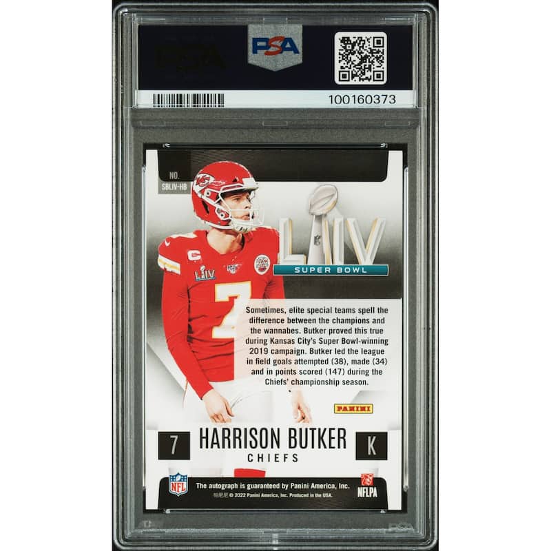 Harrison Butker 2022 Panini Select Super Bowl LIV Card Auto Graded PSA 10 160373 - 8' x 11'