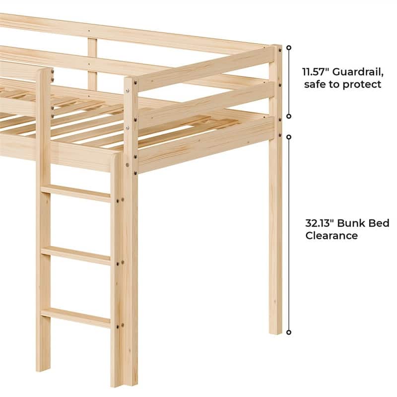 Solid Wood Toddler Platforms Loft Bed Twin Size With Stairs