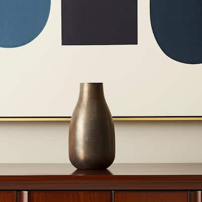 12" Antiqued Gold Metal Table Vase - 7.00