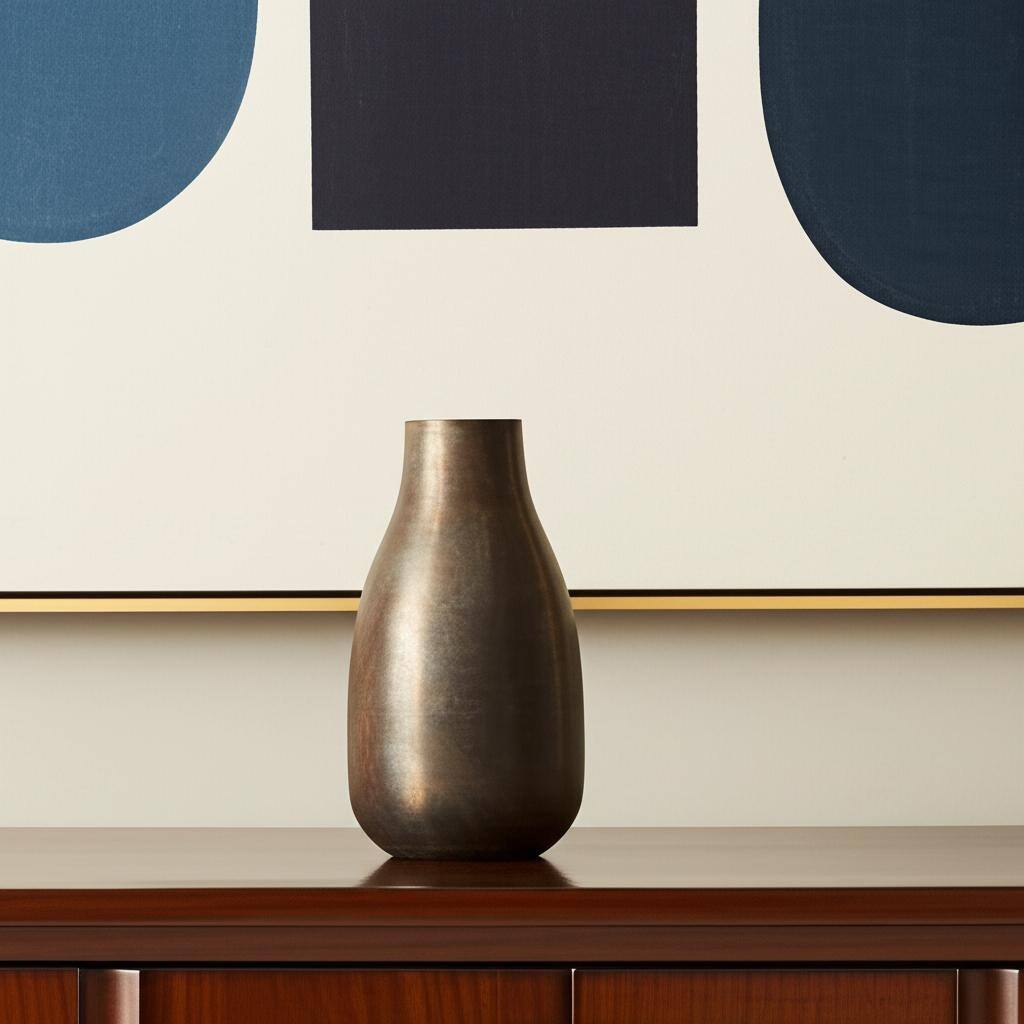 12" Antiqued Gold Metal Table Vase - 7.00