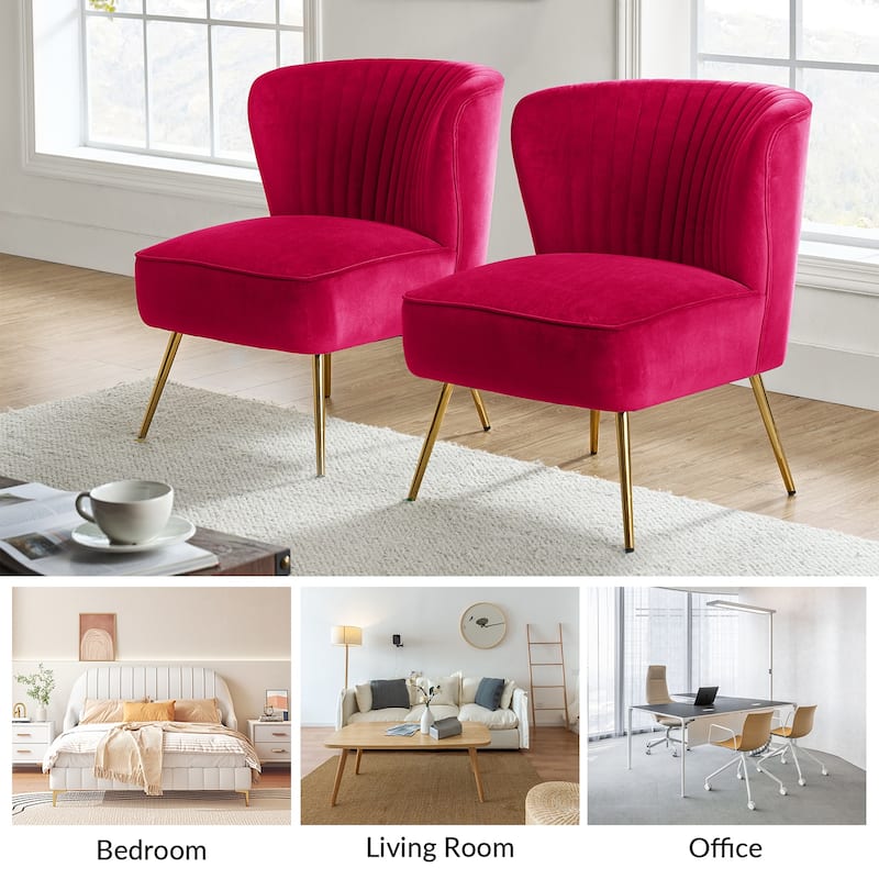 Monica 22''W Upholstered Modern Tufted Accent Side Chair with Gold Legs by HULALA HOME