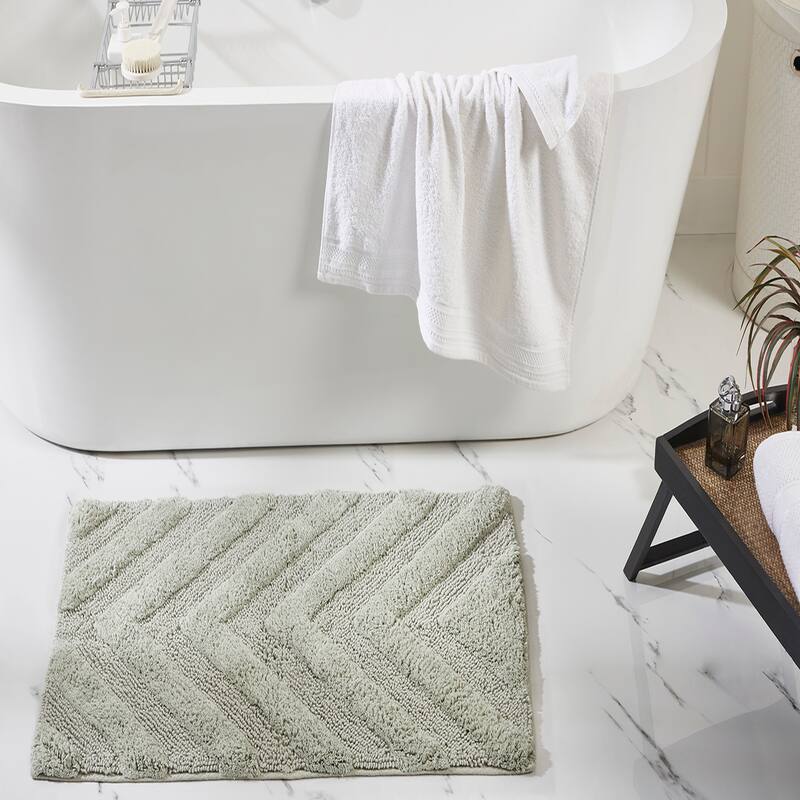 Better Trends Bathroom Rug Set 100% Cotton Tufted Water Absorbent Bath Rug for Shower, Sink Mats Machine Wash Hugo Collection
