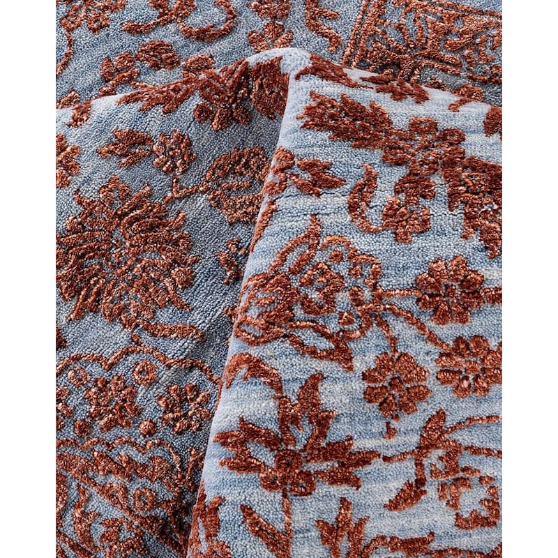 Ikat One-of-a-Kind Handmade Area Rug, Orange - 8' 0" x 10' 0"