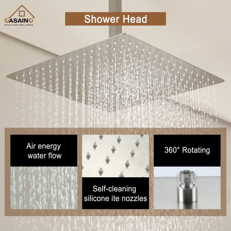 CASAINC 2-Function 16-In Wall Mounted Shower System