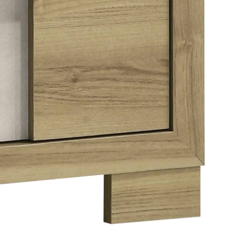 Amey Nightstand with 2 Drawers, White Trim and Driftwood Brown Finish