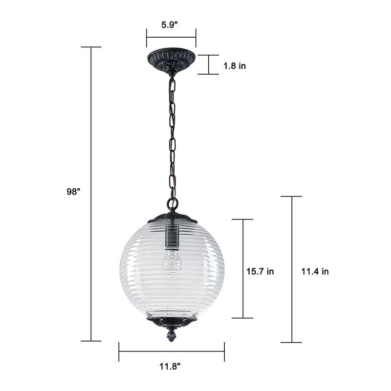 Industrial 1 - Light 11.8" W Retro French Globe Glass Pendant For Kitchen Island