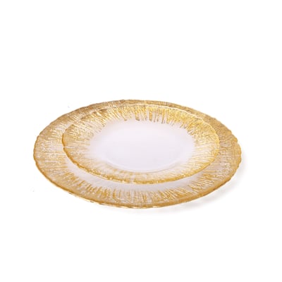 Alice Pazkus Set Of Four 8" Round Plates With Flashy Gold Design