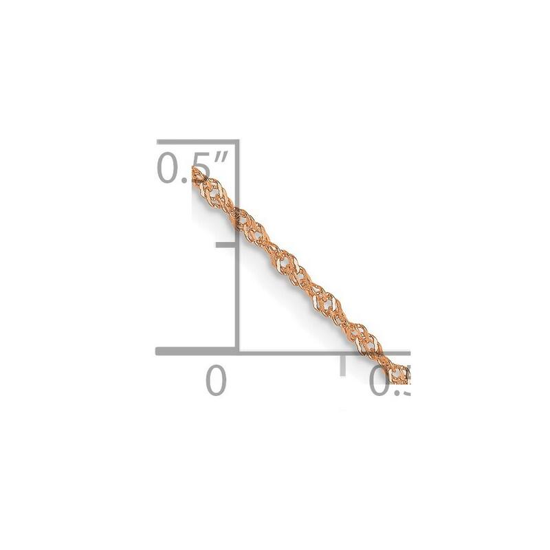 Curata 14k Rose Gold 1mm Singapore Chain Necklace for Women (Lobster) Options: 16 18 20 24