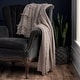 preview thumbnail 6 of 11, The Welhome Frayed Fringe Throw Taupe