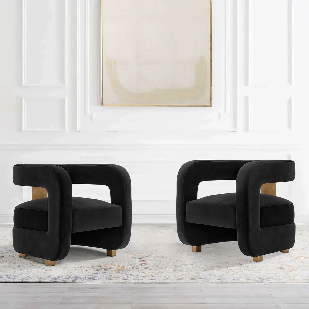 Manhattan Comfort Modern Amirah Velvet Accent Chair in White - Set of 2 Manhattan Comfort Modern Amirah Velvet Accent Chair in White - Set of 2