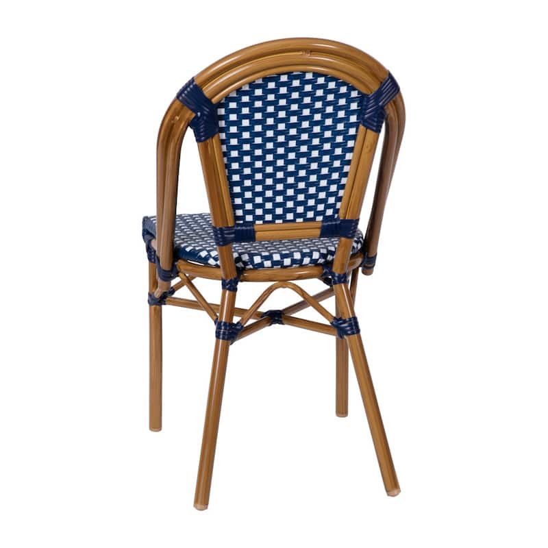 2 Pack All-Weather Commercial Paris Chairs with Bamboo Print Frame
