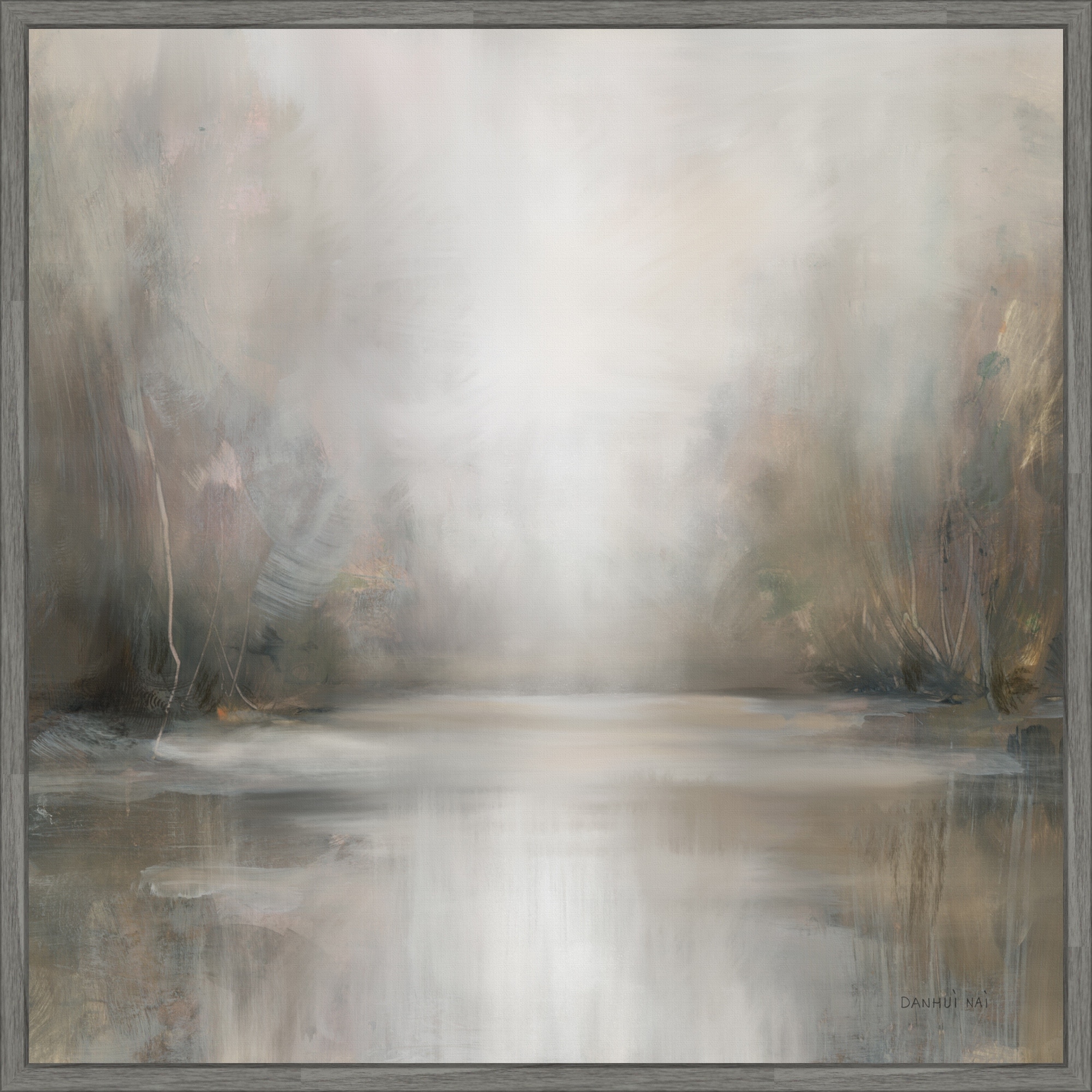 Taupe Horizon by Danhui Nai Framed Canvas Wall Art Print