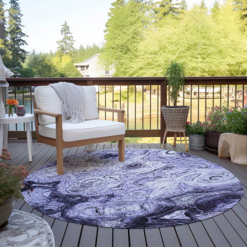 Machine Washable Indoor/ Outdoor Chantille Abstract Waves Rug