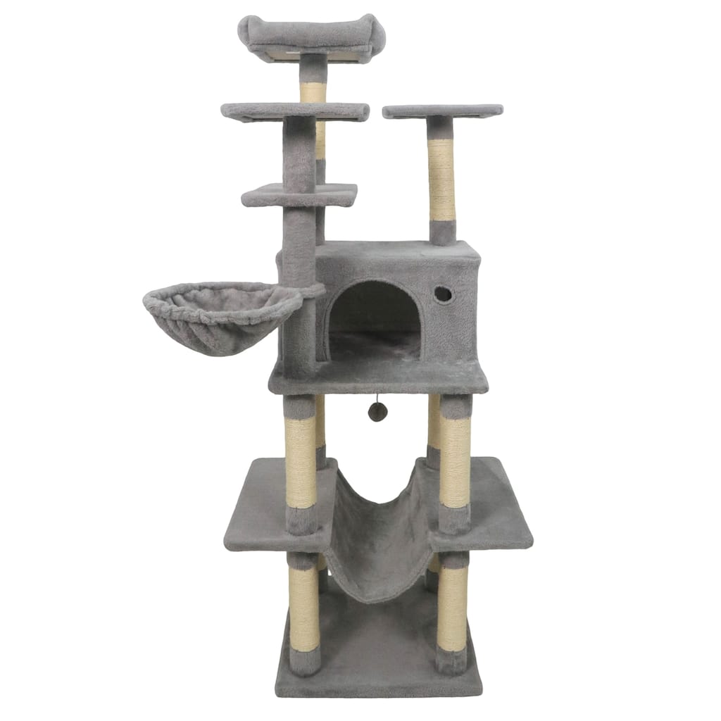 Gymax 63'' Large Cat Tree for Indoor Cats w/Plush Top Perch Condo