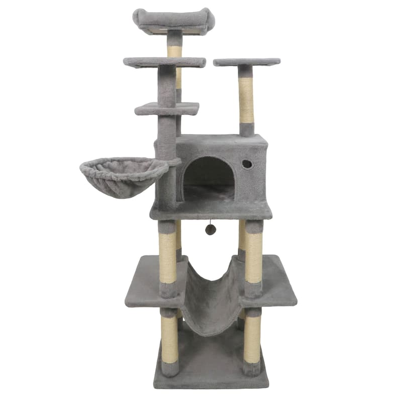 Gymax 63'' Large Cat Tree for Indoor Cats w/Plush Top Perch Condo