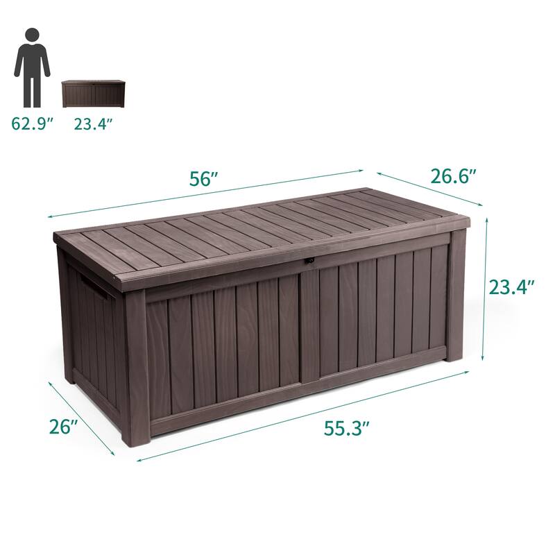 90-230 Gallons Large Resin Water Resistant Lockable Deck Box