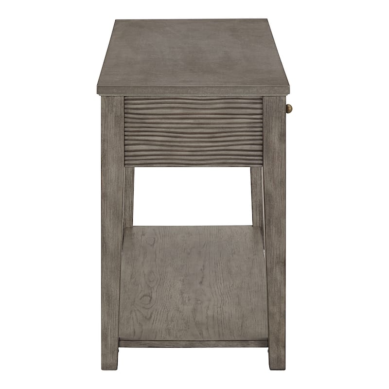 Coober Antique Grey Finish Grey Fiber Cement Sofa Table with Shelf by iNSPIRE Q Modern