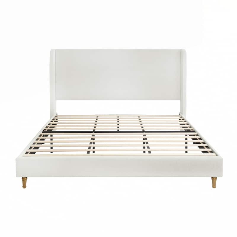 High Headboard Upholstered Platform Bed No Box Spring Needed
