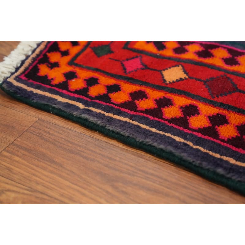 Hand Knotted Oriental 100% Wool Carpet Traditional Tribal Navy Blue & Blues Meshkin Area Rug - 10' 1'' X 4' 7''