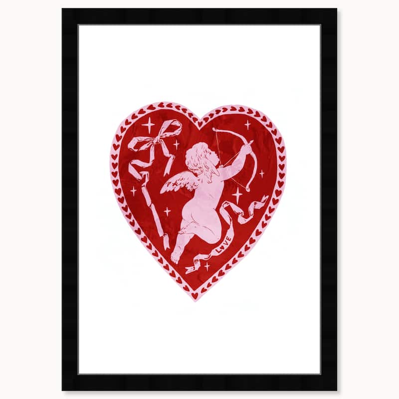 Wynwood Studio Prints Holiday Seasonal Cupid Heart Red Wall Art