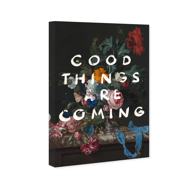 Wynwood Studio Canvas Fashion and Glam Good Things White and Dark Green Modern & Contemporary Wall Art Canvas Print