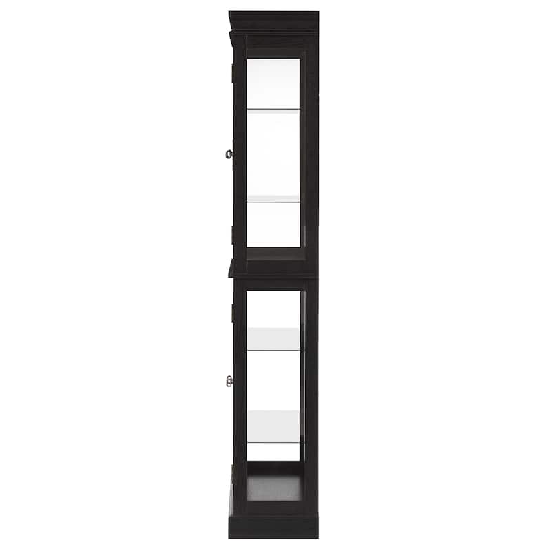 GDF Studio - Tall Lighted Curio Cabinet with Six-Tier Display and Wood Frame.