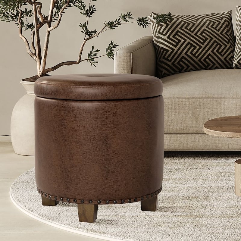 HomePop Storage Ottoman with Nailheads