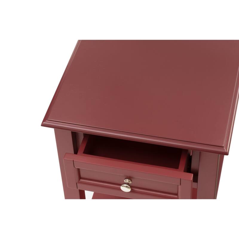 East West Furniture Denison Night Stand - Rectangle Modern End Table with a Drawer for Bedroom, 24x19 Inch, (Finish Options)