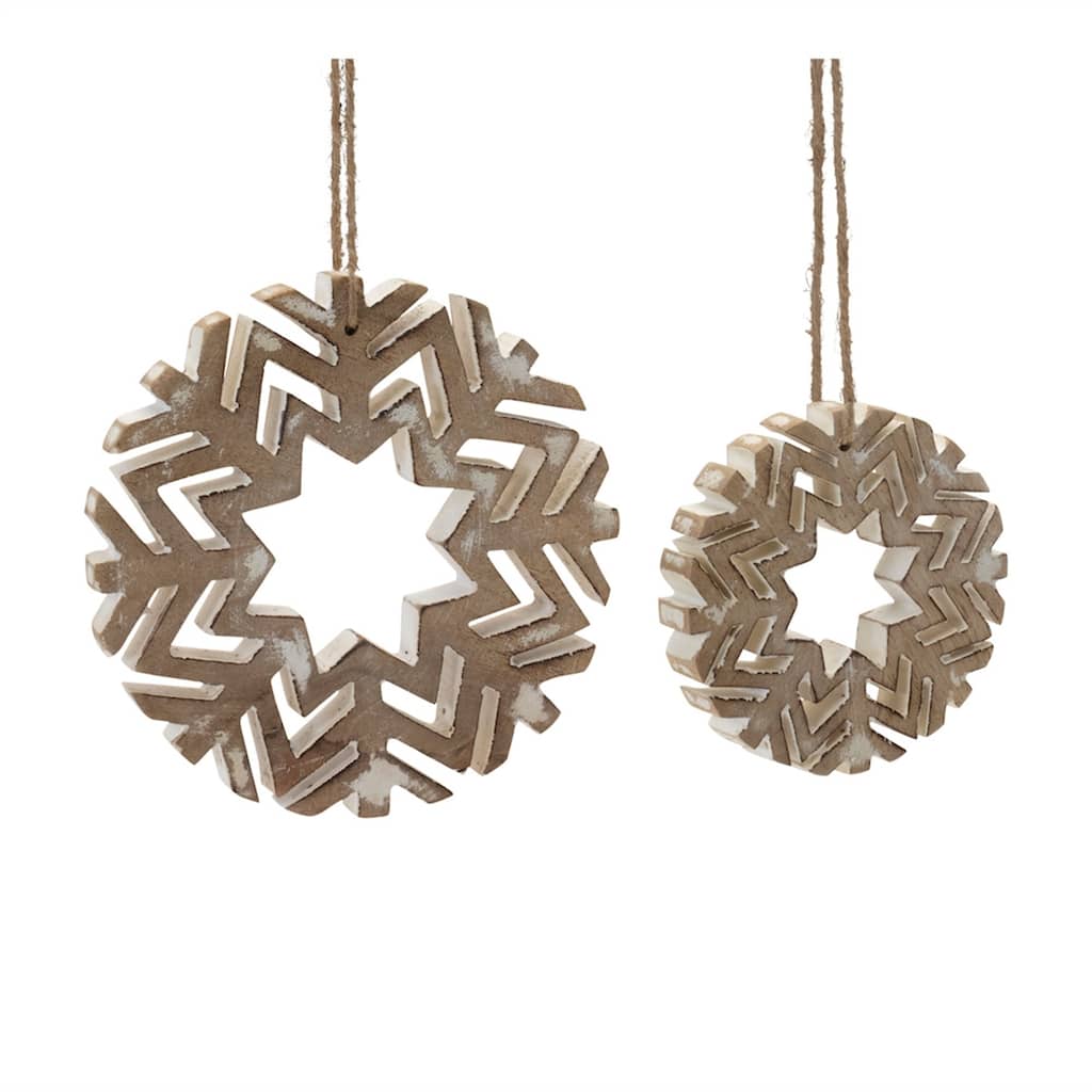 Cut-Out Snowflake Wooden Christmas Ornaments - 6" - 12ct