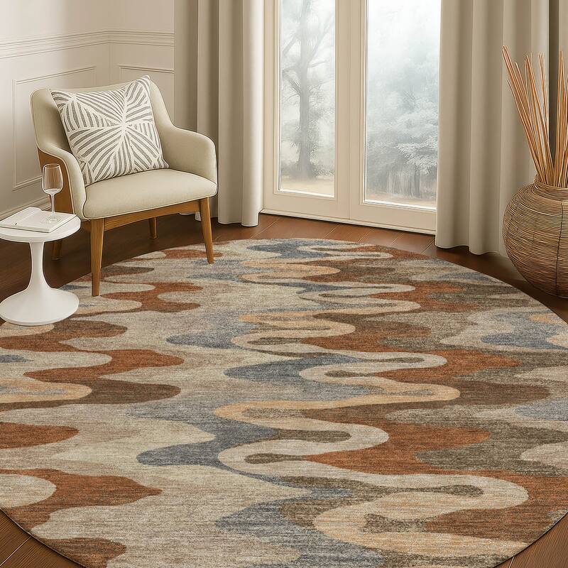 Machine Washable Indoor/ Outdoor Modern Mason Chantille Rug
