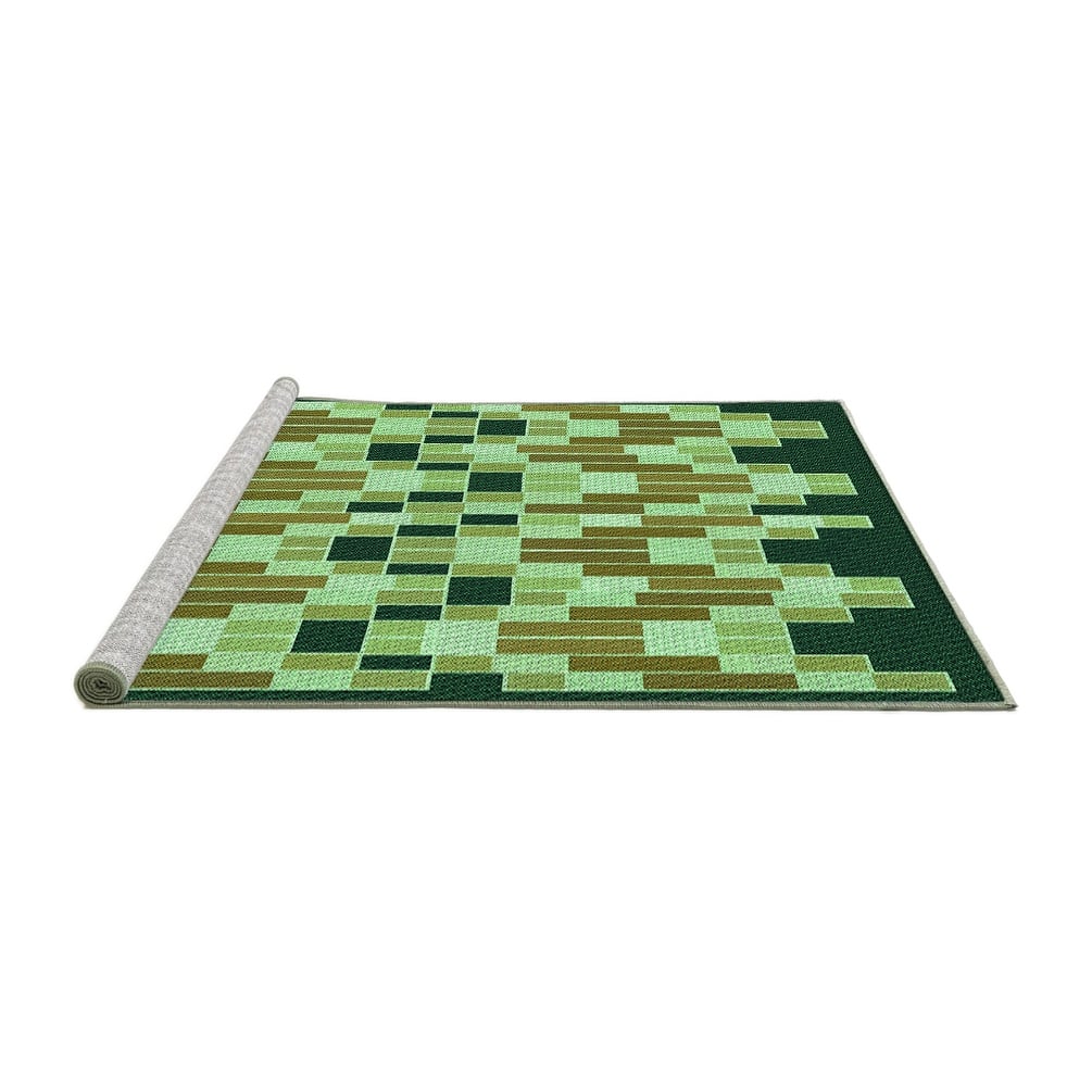 Ahgly Company Machine Washable Transitional Army Green Area Rugs - On ...