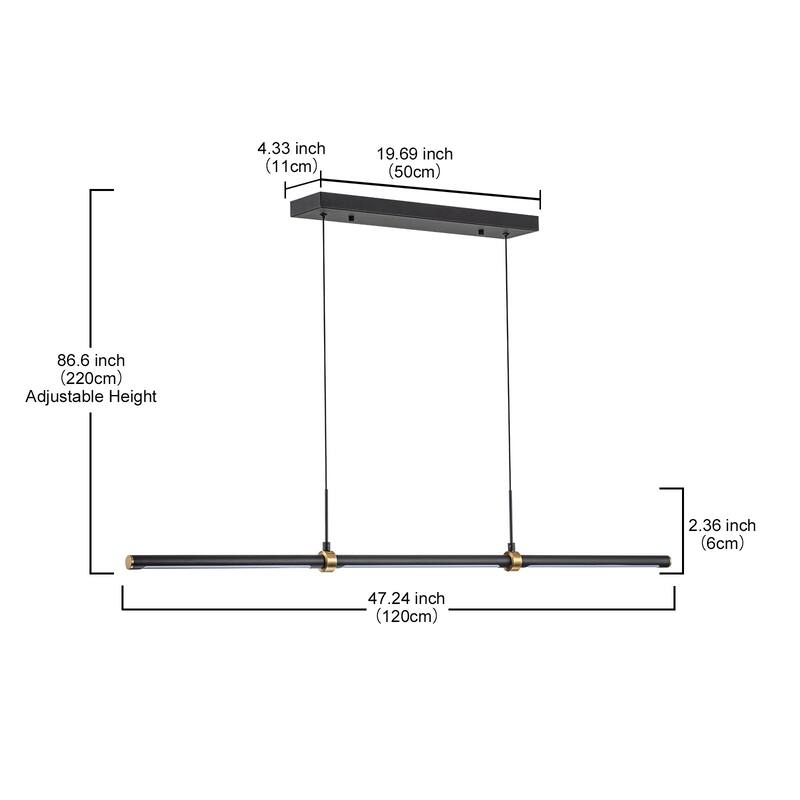 Modern Minimalist 3-Light LED Linear Chandelier Kitchen Island Pendant Light - 47.2"