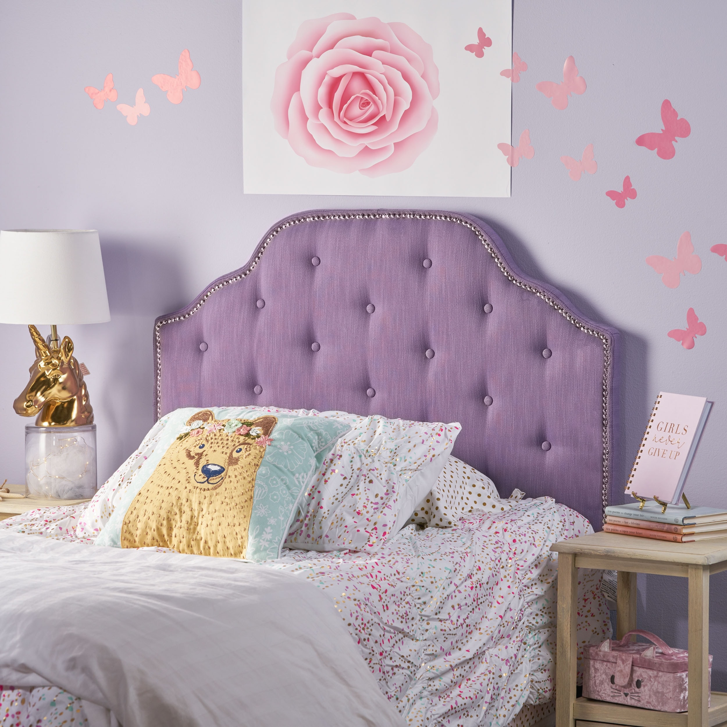 Contemporary design The button tufted stitching the headboard Suitable for bedrooms Purple Bed Bath Beyond 41613191