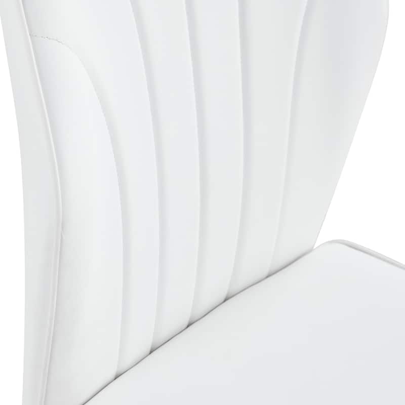 8 Modern Dining Chairs With Stylish Pu Patterned Backrest And Black Metal Legs For Kitchen, Bedroom And Office