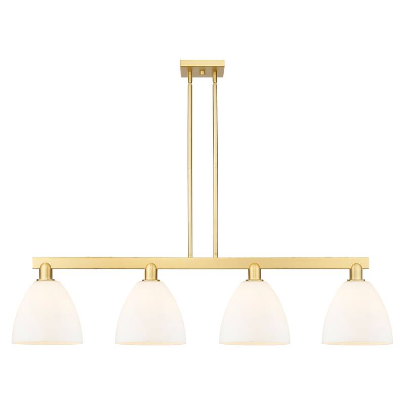 Innovations Lighting Endless Possibilities Arcadia - Bristol - 4 Light 52" Stem Hung Island Light - Satin Gold/Matte White