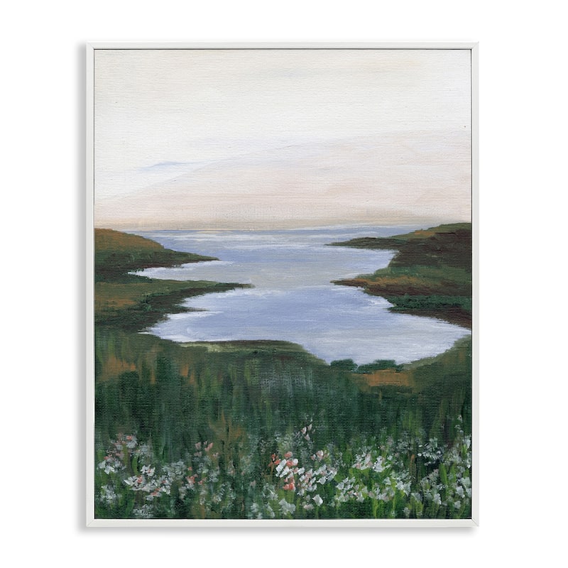 Stupell Peaceful Greenery by Lake Framed Giclee Art Design By Nikita Jariwala - 16 x 20 - White