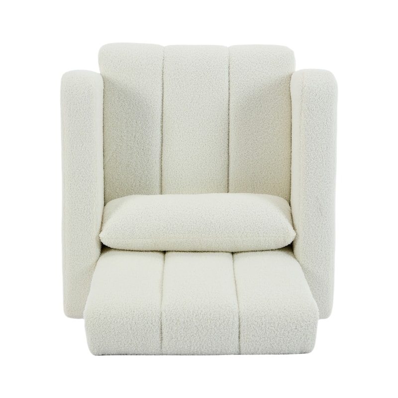 Cream White Teddy Fabric Rocking Chair with Pillow
