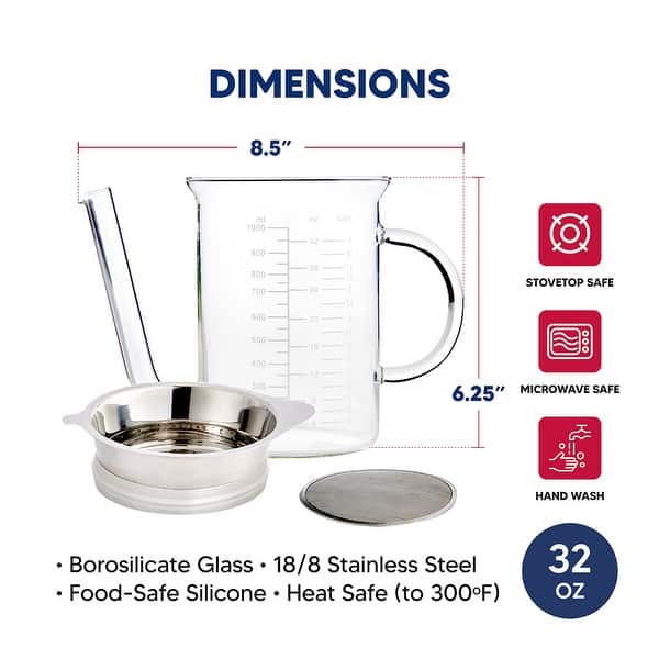 Glass Gravy Strainer and Fat Separator