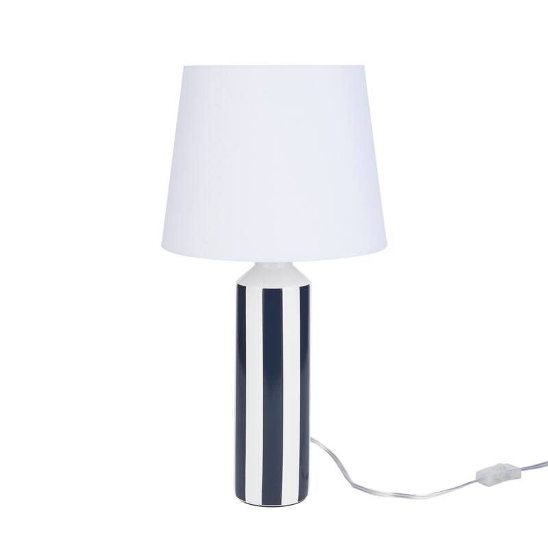 Nourison 22" Simple Coastal Ceramic Cylinder Table Lamp
