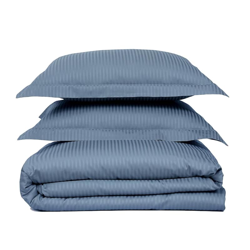 Feather & Stitch 500 Thread-Count Luxury Duvet Cover Set - Full/Queen - Blue