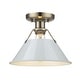 preview thumbnail 2 of 0, Yep by Golden Lighting Orwell 1-light Flush Mount in Aged Brass and Dusky Blue shade - Gold
