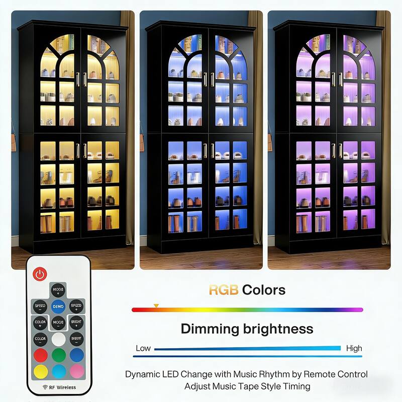 35 Pairs Tall Shoe Storage Cabinet with Doors, 8 Tiers Shoe Rack Organizer with LED Light and Adjustable Shelves for Entryway