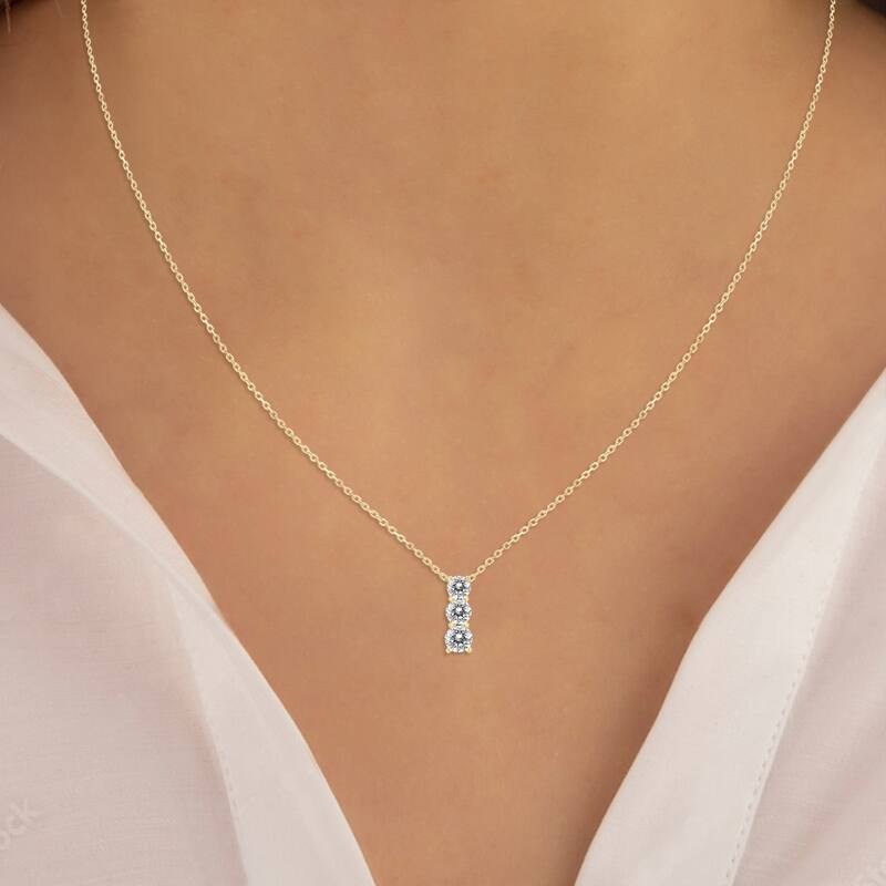 Marquee 1/4 Carat TW Diamond Three Stone Pendant in 14K Yellow Gold