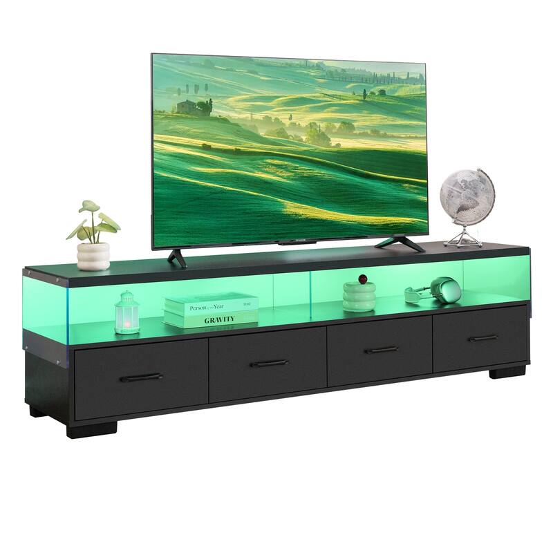 GDF Studio - Atlas Modern 4-Drawer TV Stand for TVs up to 80 Inches - Black