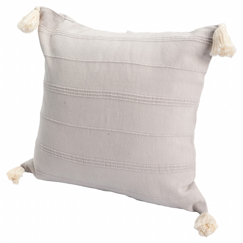 HomeRoots 18" X 18" Beige 100% Cotton Zippered Pillow