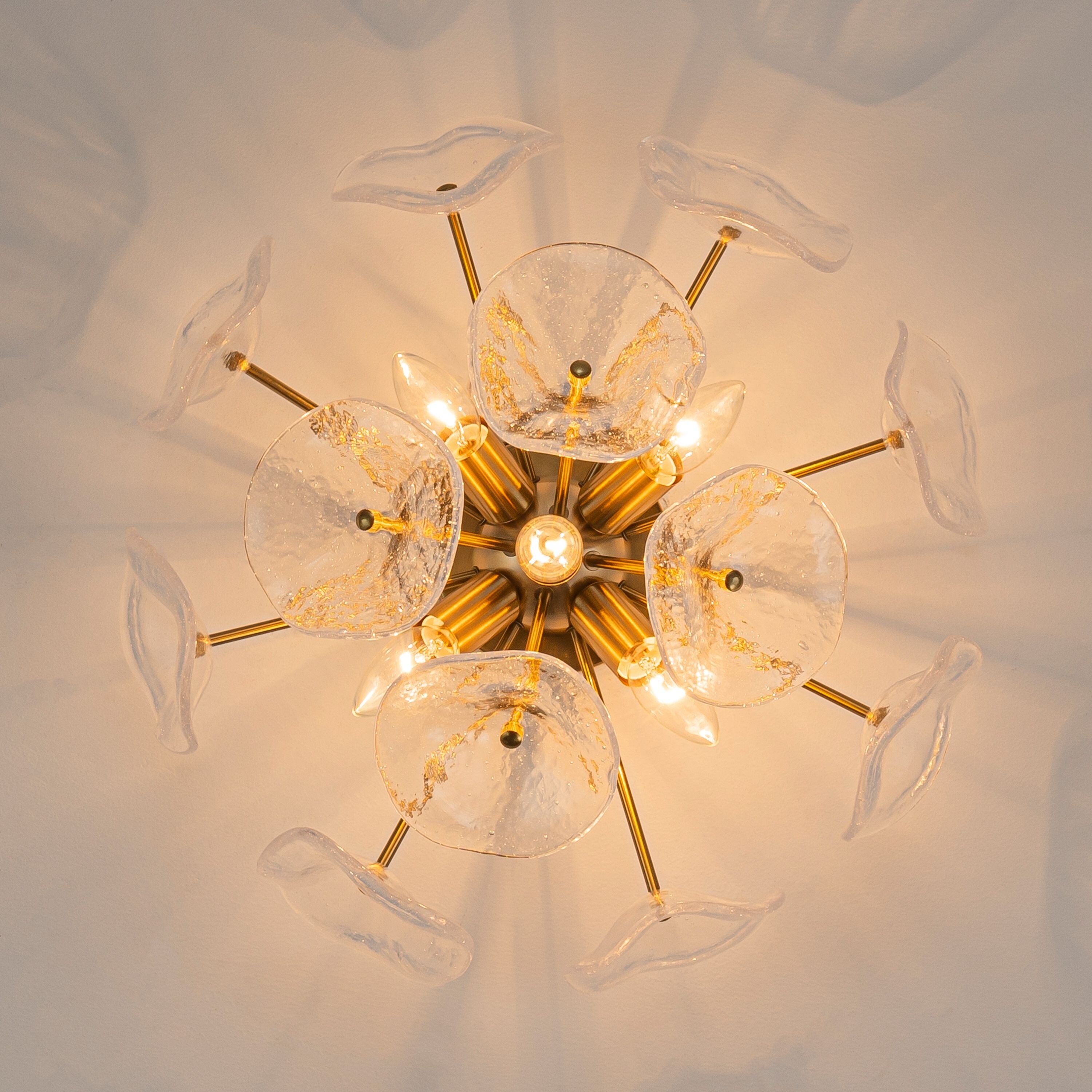 Starsky 5-Light Flush Mount Chandelier with Hand-Blown Flower