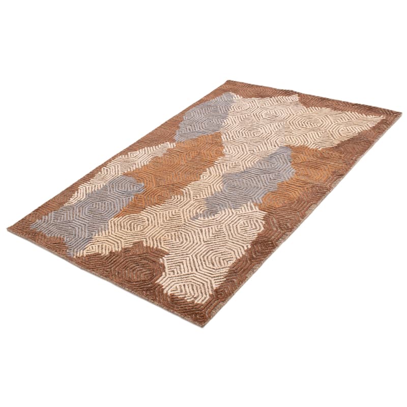 ECARPETGALLERY Hand-knotted Tangier Brown Wool Rug - 5'3 x 8'1