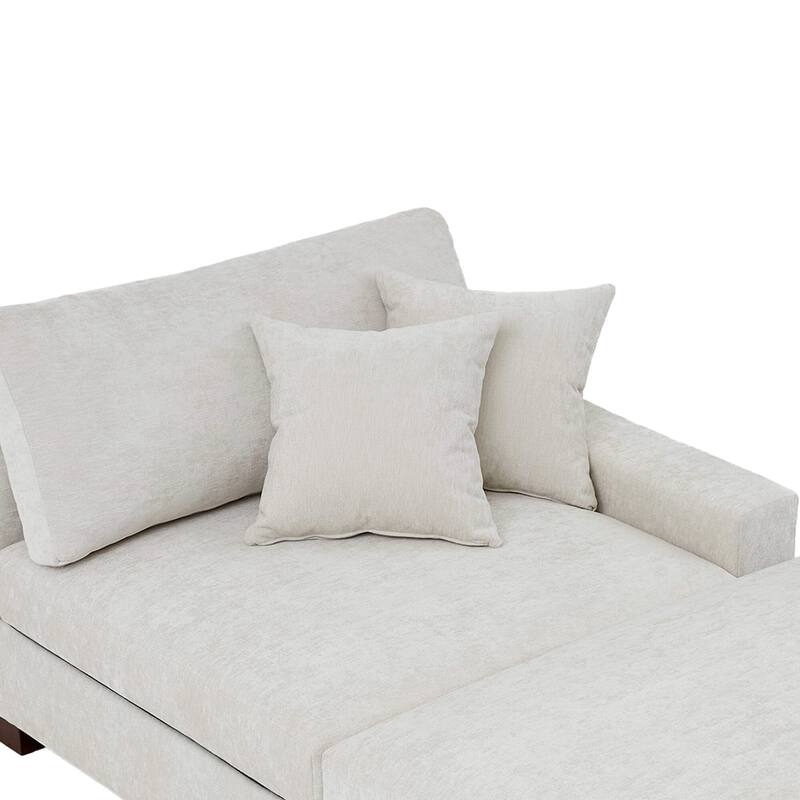 Modern Chenille Chaise Lounge Set with Ottoman