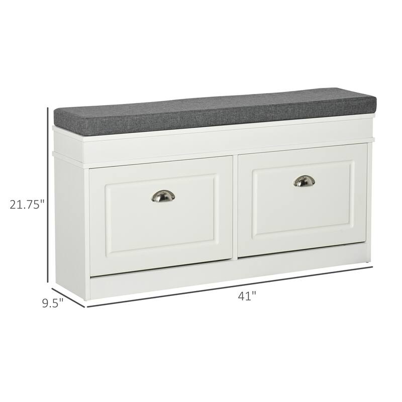 Modern Shoe Rack Bench with Drawers and Adjustable Shelf
