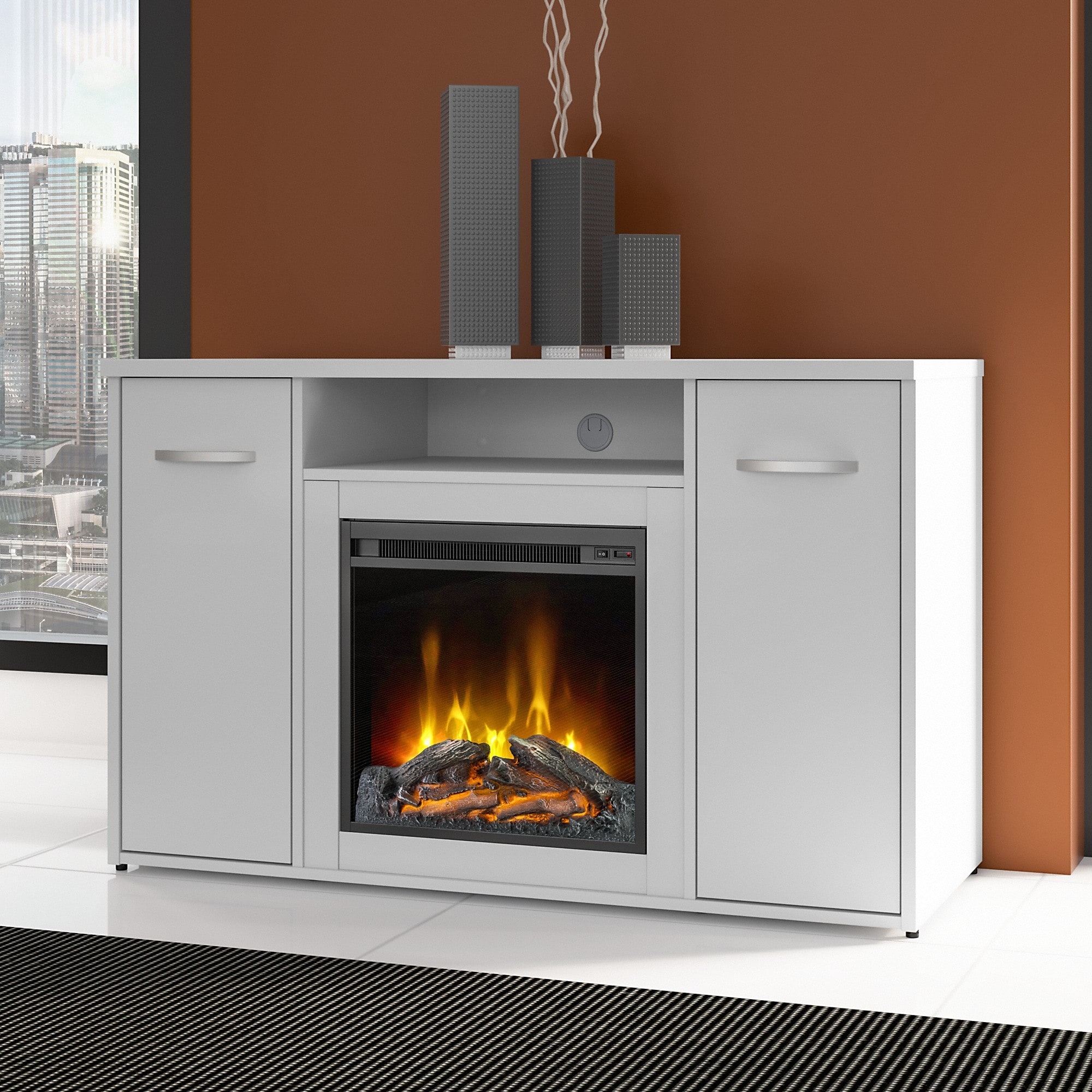Bush Business Furniture Studio C 48W Electric Fireplace Cabinet